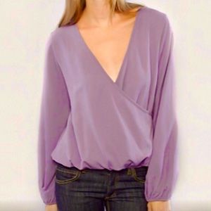 For Love And Lemons Faux Wrap Top in Amethyst Sz M